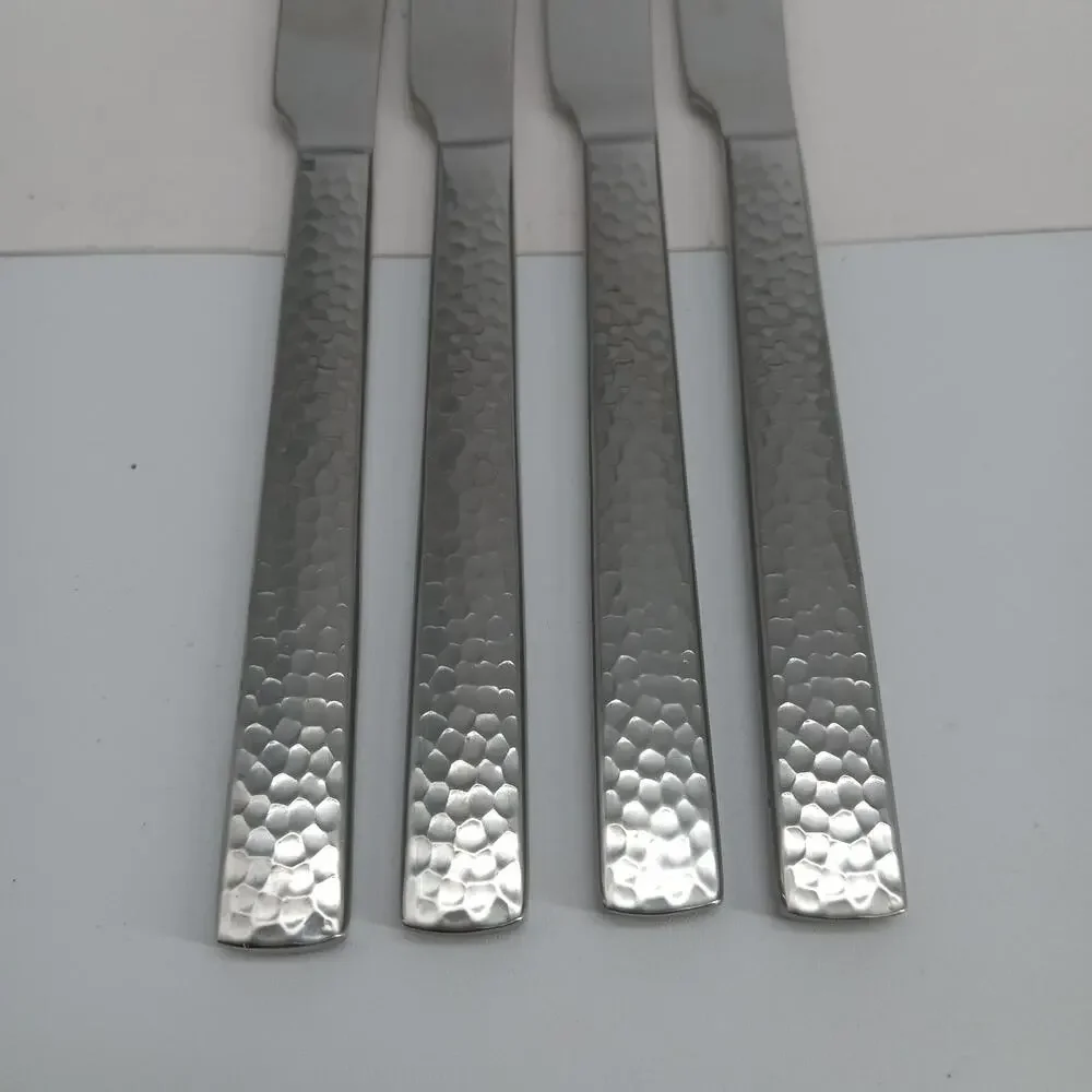 4X BK Splendide 18/10 Stainless Butter Dinner Knives Hammered Mali David Shaw